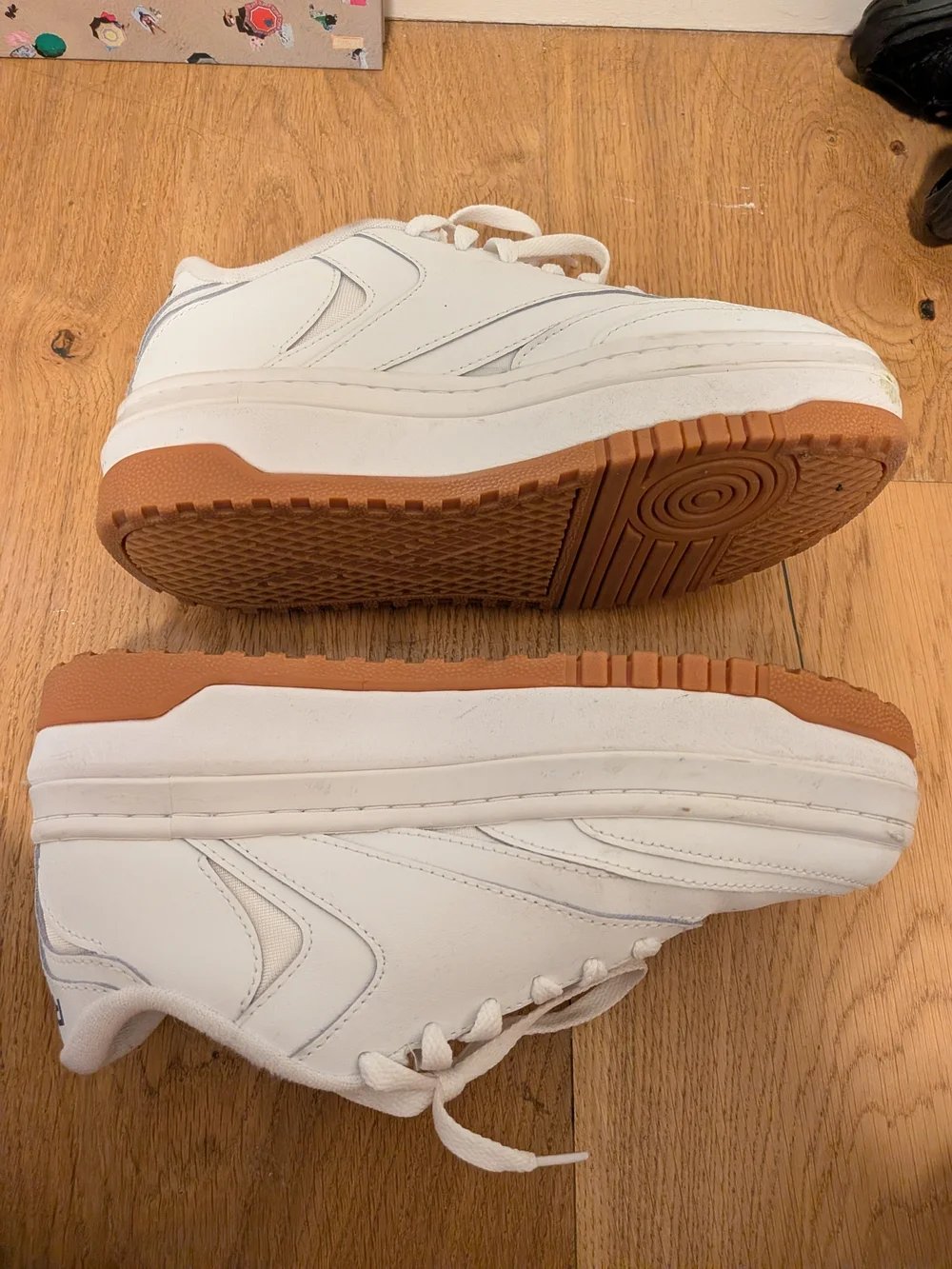 Reebok White Platform Sneakers with Gum Sole